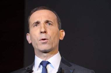 FRANCE, La Defense: Fransız nükleer güç grubu Areva 'nın CEO' su Philippe Knoche, grubun 2015 yılındaki La Defense sunumunda konuştu.. 
