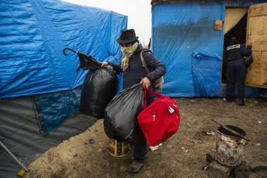 FRANCE, Grande-Synthe: 5 Şubat 2016 'da Kuzey Fransa' daki Grande-Synthe 'deki göçmen kampı