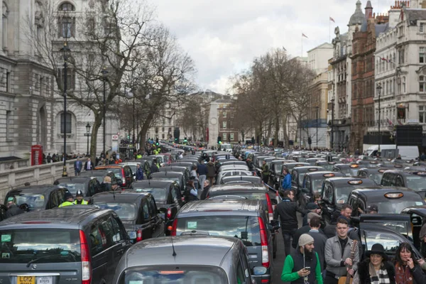 Zjednoczone Królestwo London Demonstracja Uber Taxi — Zdjęcie stockowe