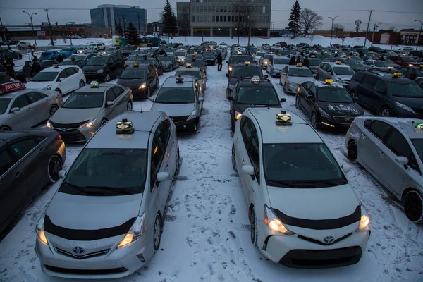 Canada Montreal Uber Chauffeurs Tijdens Protest — Stockfoto
