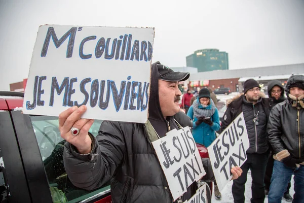 Canada Montreal Mensen Tijdens Uber Protest — Stockfoto