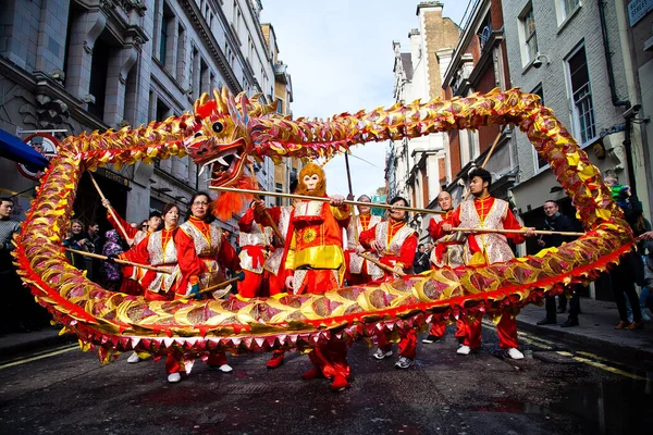 People Celebrating Chinese New Year London — Stock Photo, Image