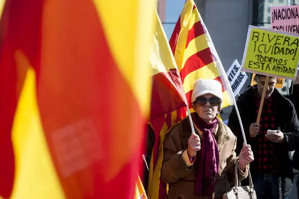 Spanje Barcelona Duizenden Demonstranten Plaza Catalunya Barcelona Oktober 2015 Protesteren — Stockfoto