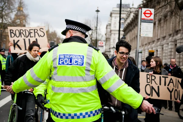 England London Protesters March Holding Banners Demonstration London March 2016 — Stock Photo, Image