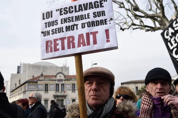 Frankrijk Valence Duizenden Protesteren Tegen Ontwerp Arbeidshervorming Valence Centrum Frankrijk — Stockfoto