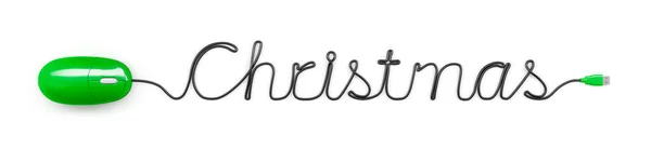 Mysz Tekstem Kabel Boże Narodzenie — Zdjęcie stockowe