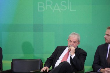 BRAZIL, Brasilia: Eski Cumhurbaşkanı Luiz Incio Lula da Silva 'yı 17 Mart 2016 tarihinde Brasilia' da kabineye atama töreni.