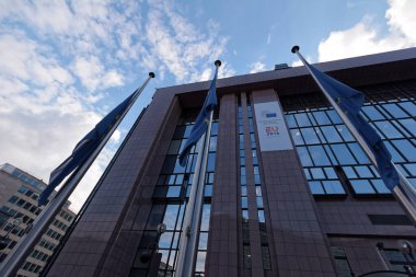 BELGIUM, Brussels: Flags fly half mast at the European commission in Brussels on March 22, 2016 after the attacks that hit the Belgian city that same day.