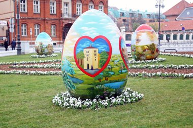 Big Easter eggs in front of the Cathedral - Zagreb, 2016