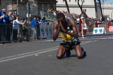 Roma, İtalya 'daki Maratonda Sporcular             