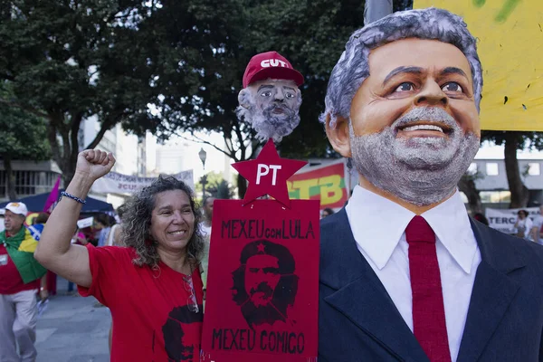 Brasil São Paulo Milhares Manifestantes Manifestam Contra Presidente Brasileiro 2003 — Fotografia de Stock