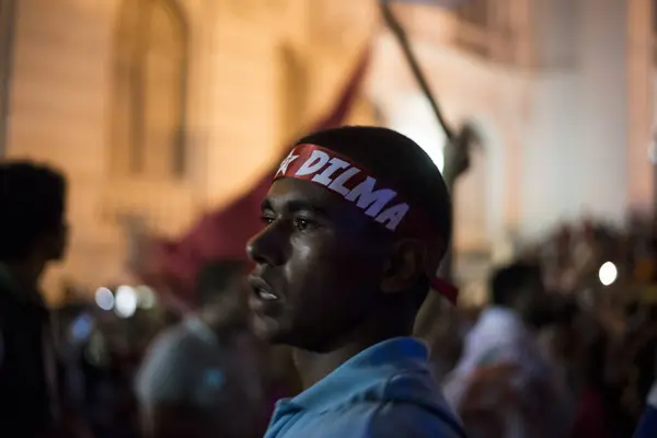 Бразил Сан Паулу Тысячи Протестующих Протестуют Против Бывшего Президента Бразилии — стоковое фото