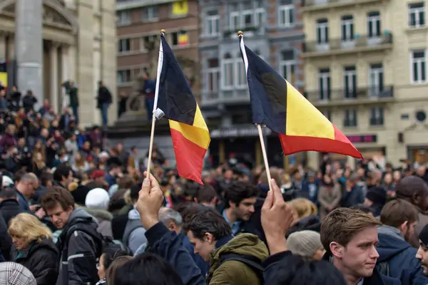 Belçika Brüksel Mart 2016 Binlerce Kişi Brüksel Belçika Daki Place — Stok fotoğraf