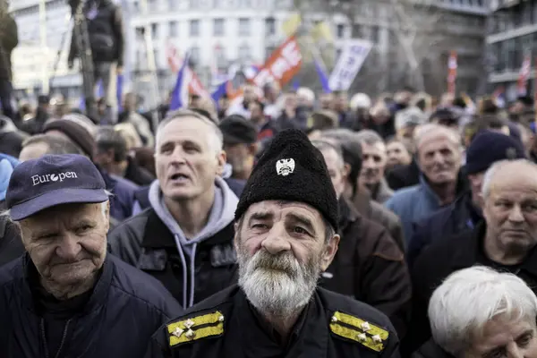 Serbia Belgrade Nationalist Protesters Take Part Government Demonstration Protesting Icty — Stock Photo, Image