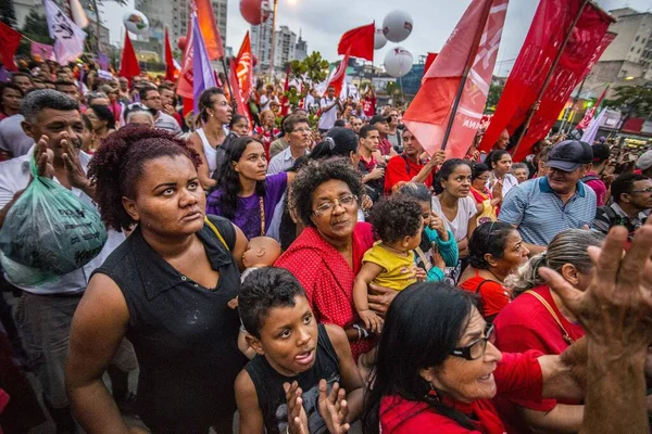 Brazil Sao Paulo Medlemmar Landless Workers Movement Mtst Deltar Demonstration — Stockfoto