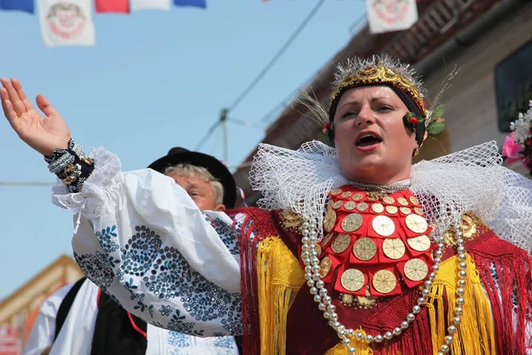Les Gens Costumes Nationaux Croates Pendant Festival Dakovo — Photo