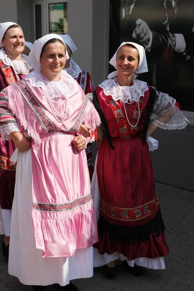 Άνθρωποι Που Φορούν Κροατικές Εθνικές Στολές Στο Δρόμο — Φωτογραφία Αρχείου