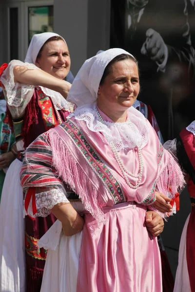 Persone Che Indossano Costumi Nazionali Croati Strada — Foto Stock