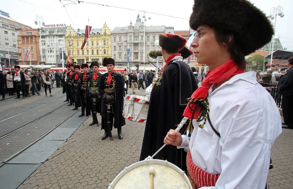 Ehrengarde Des Krawattenregiments Beliebte Touristenattraktion Zagreb — Stockfoto