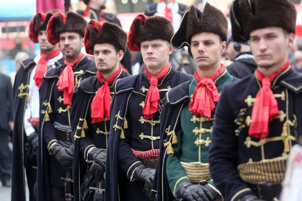 Vakt Hedern Cravat Regementet Populär Turistattraktion Zagreb — Stockfoto