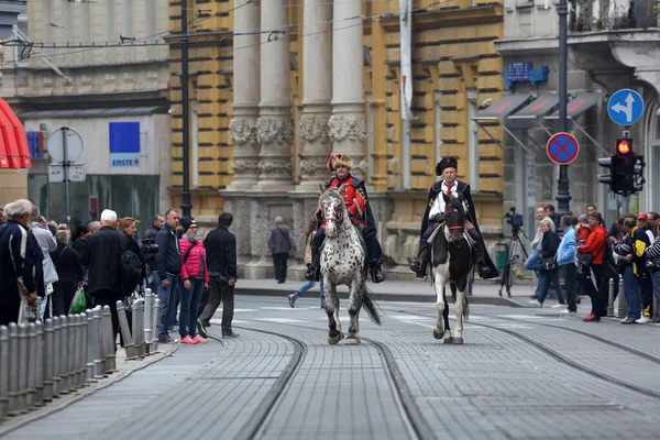 Guard Honor Cravat Regiment Popular Tourist Attraction Zagreb — Stock Photo, Image
