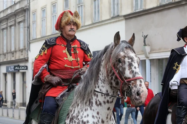 Guardia Honor Del Regimiento Cravat Popular Atracción Turística Zagreb — Foto de Stock