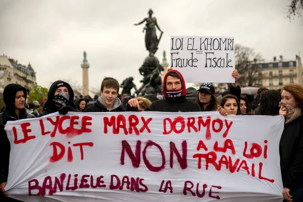 France Ance Paris People Labour Protest — 图库照片
