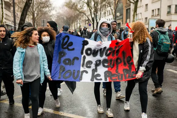 Frankrijk Parijs Mensen Het Labour Protest — Stockfoto