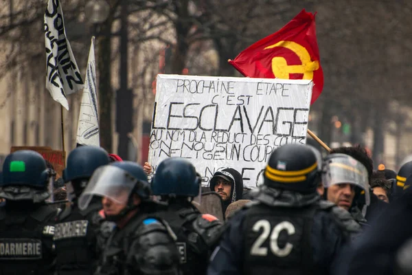 Francia París Personas Protesta Trabajo — Foto de Stock