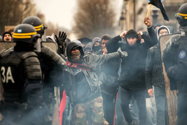 Franciaország Párizs Emberek Tüntetésünkről — Stock Fotó