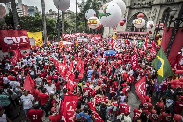 Brazil Sao Paulo Demonstrators Protest Support Brazil President Dilma Rousseff — Stock Photo, Image