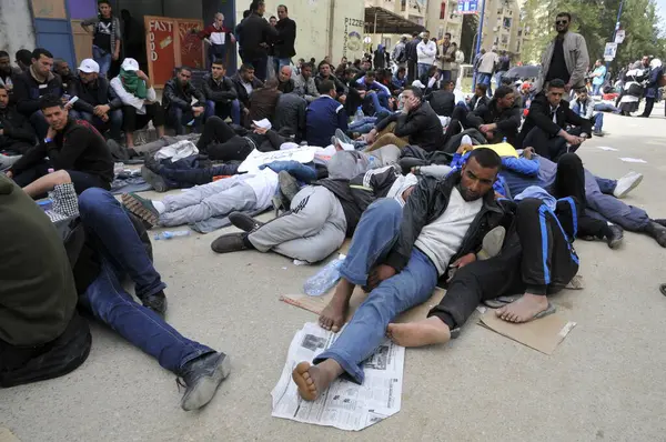 Algeria Boudouaou Hundreds Teachers Hunger Strike Boudouaou Alger Algeria April — Stock Photo, Image