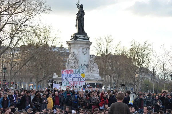 Folkdemonstration Nuit Debout Paris Frankrike — Stockfoto