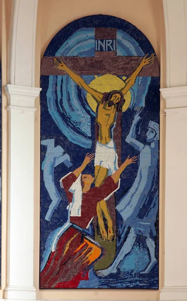 Ιησούς Σταυρώθηκε Στο Σταυρό — Φωτογραφία Αρχείου