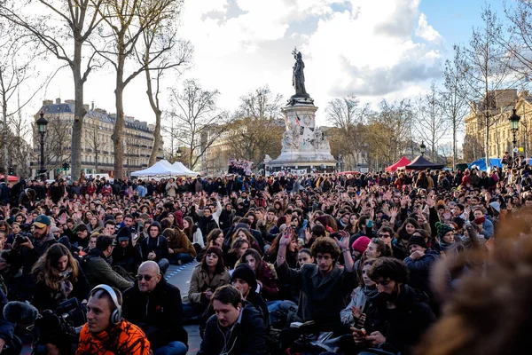 パリのデモ Unit Debout France — ストック写真
