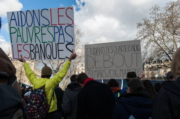 Manifestazione Affollata Nuit Debout Parigi Francia — Foto Stock