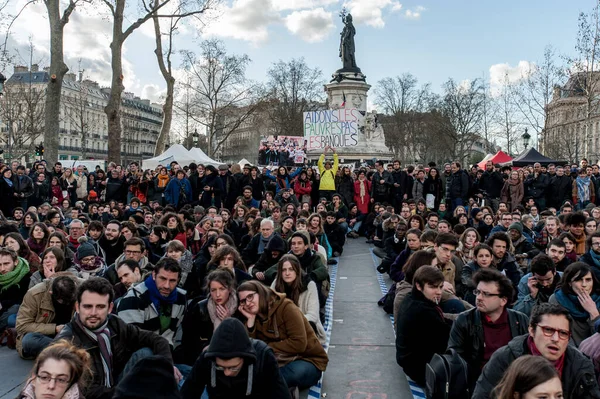 Massendemonstration Nuit Debout Paris — Stockfoto