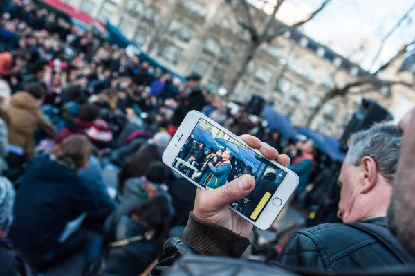 Drukke Demonstratie Nuit Debout Parijs Frankrijk — Stockfoto