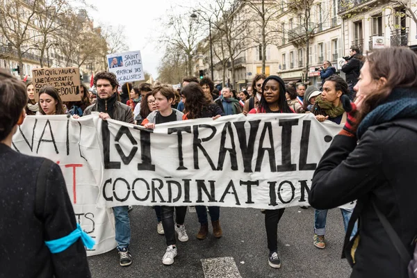 Massenkrawalle Bei Arbeiterdemonstration Paris — Stockfoto