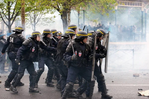 Manifestaciones Masivas Durante Manifestación Laboral París Francia —  Fotos de Stock