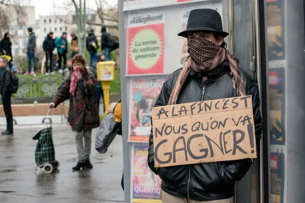Overvolle Rellen Tijdens Een Demonstratie Parijs Frankrijk — Stockfoto