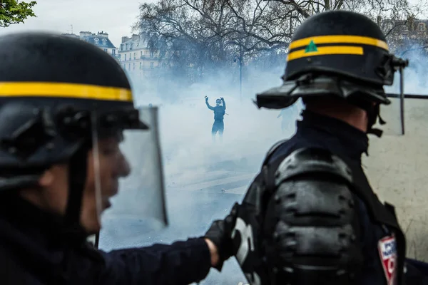 Folkupplopp Arbetsdemonstrationen Paris Frankrike — Stockfoto