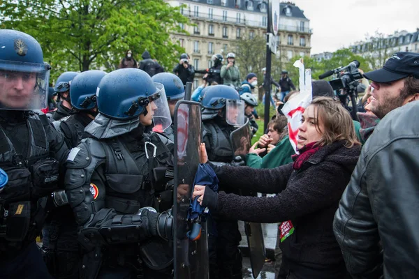 Manifestaciones Masivas Durante Manifestación Laboral París Francia — Foto de Stock