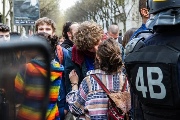 Fransa Işçi Gösterileri Sırasında Kalabalık Ayaklanmalar Çıktı — Stok fotoğraf