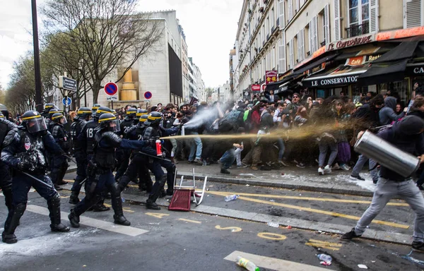 Folkupplopp Arbetsdemonstrationen Paris Frankrike — Stockfoto