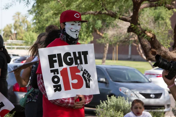 Estados Unidos Phoenix Manifestantes Sostienen Pancartas Mientras Cientos Trabajadores Apoyos — Foto de Stock