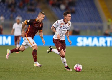 Stadio Olimpico, Roma, İtalya. Serie A Ligi. Roma 'daki Stadio Olimpico' da AS ROMA FC JUVENTUS maçı