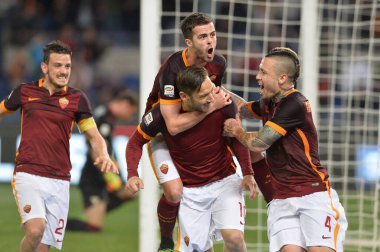 Stadio Olimpico, Roma, İtalya. Serie A Ligi. Roma 'daki Stadio Olimpico' da AS ROMA FC JUVENTUS maçı