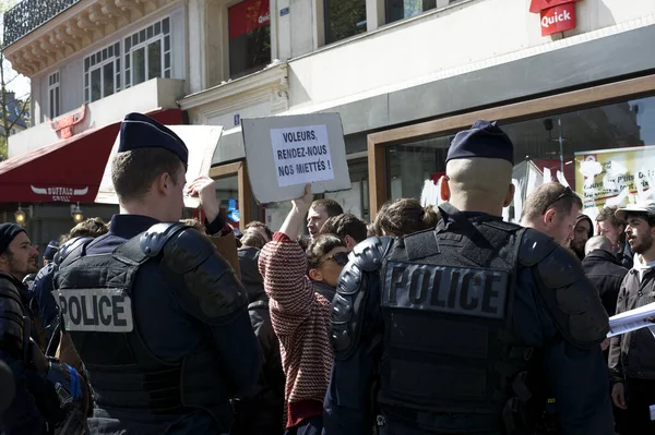 France Paris Labour Protestosunda Nsanlar — Stok fotoğraf