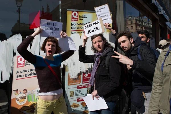 Francia París Personas Protesta Trabajo — Foto de Stock